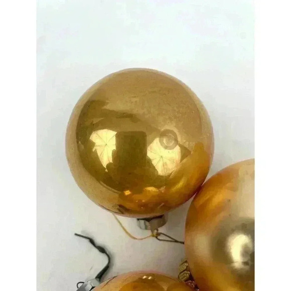 VTG Lot of 5 Gold Mercury Glass Christmas Ornaments Made in USA Holidays - Picture 10 of 14